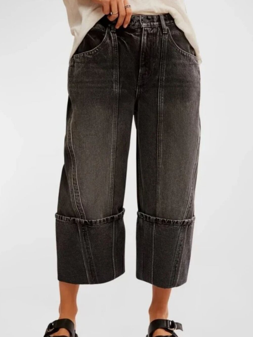 NEW Free People We The Free Olson Cuffed Barrel Jeans